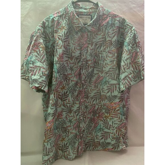 Free Planet Men's 3XL Multi-Colored Short Sleeve Tropical Hawaiian Cotton Shirt - Picture 1 of 7